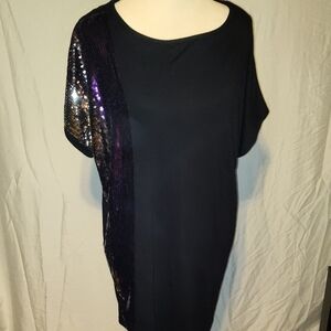 Apostrophe  Sequin Trim Dress Tunic Purple Silver Black Size XL